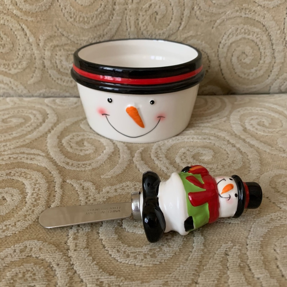 Snowman Dip Bowl & Spreader 2pc Set